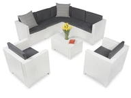 Vit hörnuppsättning i teknorattan Colorado Corner 7