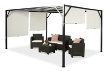 Pergola i metall Santorini 3 x 4 m krämfärgad Garden Point