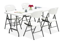 Hopfällbart cateringbord 180 cm + 4 stolar