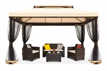 Beige trädgårdspaviljong med myggnät Valencia 3x4 m Garden Point