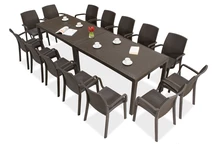 Houston/Indiana 14 brun Bica trädgårdsmatsal i teknorattan