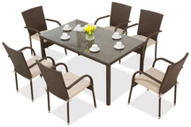 Milan technorattan trädgårdsset för 6 personer svart