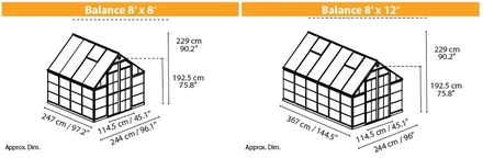 Palram Balance förlängningsmodul för växthus 8x4 silver