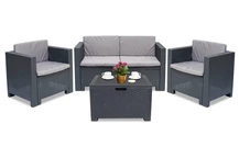 Möbelgrupp i konstrotting Colorado Coffee Box 4 antracit Bica med förvaringslåda