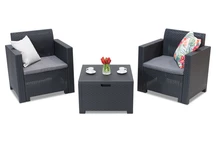 Möbelgrupp i konstrotting Nebraska Terrace Box 2 antracit  med förvaringslåda Bica