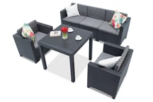 Möbelgrupp i konstrotting med stor soffa Colorado Dallas Apetito 5 antracit Bica med förvaringslåda