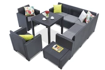 Möbelgrupp med hörnsoffa i konstrotting Dallas Nebraska Comida 7 antracit Bica