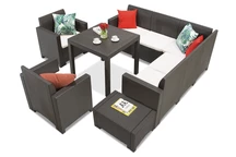 Möbelgrupp med hörnsoffa i konstrotting Dallas Nebraska Comida 7 brun Bica