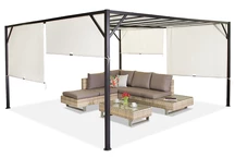 Pergola i metall Santorini 4 x 4m krämfärgad Garden Point