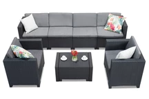 Set Technorattan med utdragbar soffa Colorado Coffee 4 Max antracit Bica