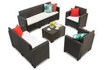 Technorattan set med bord Nebraska Kaffe 7 brun Bica