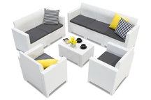 Technorattan set med bord Nebraska Kaffe 7 vit Bica