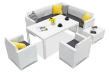 Technorattan set med hörnstolar och fåtöljer Nebraska Comida 7 antracit Bica