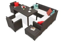 Technorattan set med hörnstolar och fåtöljer Nebraska Comida 7 brun Bica