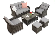 Toledo Coffee 4 antracit technorattan set med Garden Point sittpuffar