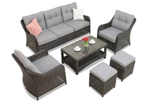 Toledo Coffee 5 antracit technorattanset med Garden Point-puffar