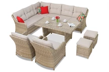 Toledo Comida 7 set med puffar beige Garden Point