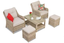 Toledo Terrace technorattan set med beige Garden Point sittpuffar