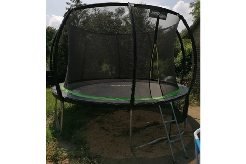 Trädgårdstrampolin med skyddsnät 374 CM Jump Hero - kundfoto