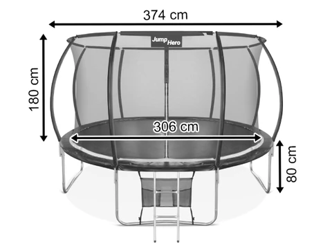 Premium trädgårdstrampolin med innernät 366 cm Jump Hero 12FT