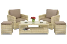 Bristol Terrace trädgårdsmöbler i technorattan + 2 Garden Point sittpuffar beige