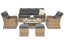 Garden Point melange Toledo Coffee 5 trädgårdsmöbler med 2 sittpuffar