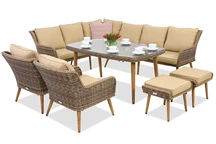 Garden Point trädgårdsmöbler Bilbao Comida 7 + 2 sittpuffar brun