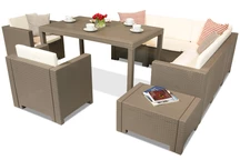 Möbelgrupp i konstrotting cappuccino Colorado Comida 7 Bica