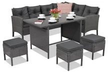 Exklusiv möbelgrupp i konstrotting med hörnsoffa Bari Garden Point antracit