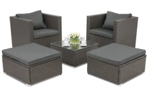 Roma Terrace trädgårdsmöbler i technorattan + 2 Garden Point sittpuffar svart