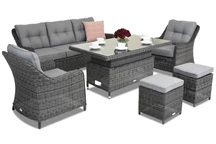 Toledo Apetito 5 Lift technorattan trädgårdsmöbler + 2 Garden Point sittpuffar antracit