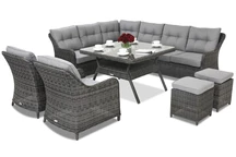 Toledo Comida 7 Vinkel trädgårdsmöbler i technorattan + 2 Garden Point sittpuffar antracit