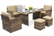 Trädgårdsmöbelgrupp Monaco Apetito 4 + 2 sittpuffar Garden Point brun