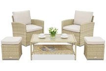 Trädgårdsmöbelgrupp Monaco Terrace + 2 sittpuffar Garden Point beige