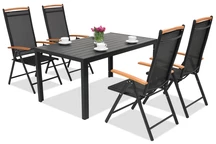 Trädgårdsmöbler i aluminium polywood Verona Wood för 4 personer Garden Point svart