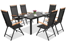 Trädgårdsmöbler i aluminium polywood Verona Wood för 6 personer Garden Point svart