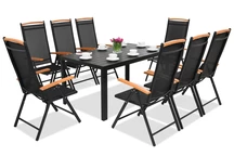 Trädgårdsmöbler i aluminium polywood Verona Wood för 8 personer Garden Point svart