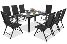 Trädgårdsmöbler i aluminium polywood Verona för 8 personer Garden Point svart