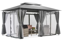 Trädgårdspaviljong Ibiza 3x4m antracitgrå med myggnät Garden Point
