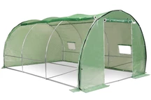 Tunnelväxthus 3x4,5m grönt med rullbar plastfolie Garden Point