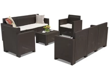 Möbelset i konstrotting Nebraska Coffee för 8 personer brun Bica