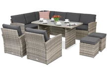 Monaco Comida 7 trädgårdsmöbler + 2 Garden Point sittpuffar ljusgrå