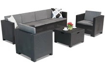 Set Technorattan med förlängd soffa Colorado Coffee Box Max 6 antracit Bica