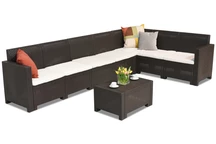 Technorattan hörn med bord Nebraska Corner Max 7 brun Bica