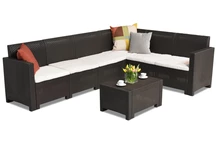 Technorattan hörnsoffa med bord Nebraska Corner Max 6 brun Bica