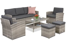 Trädgårdsmöbelgrupp Monaco Coffee 5 + 2 sittpuffar Garden Point ljusgrå