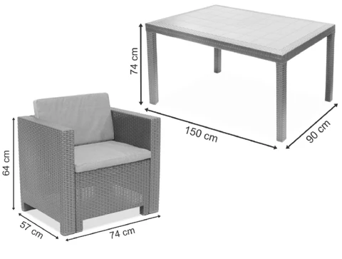 Set Colorado Premium 6 antracit Bica teknorattan