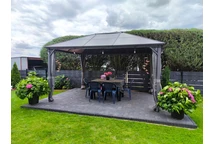 Paviljong Milos 3x4m med gardiner Garden Point grå