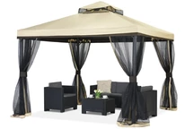 Beige trädgårdspaviljong med myggnät Valencia 3x3m Garden Point