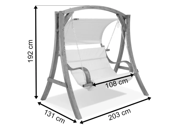 Wymiary produktu Bali Garden Point trädgårdsgunga i trä - 203x131x192